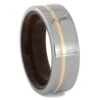 Ironwood And Titanium Wedding Band With Rose Gold Accent -Johan Jewelry Shop RS11795E