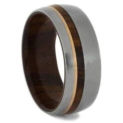 Ironwood Wedding Band With Rose Gold