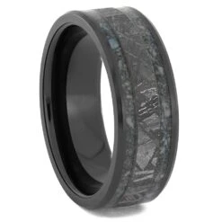 Authentic Meteorite & Crushed Turquoise Ceramic Ring