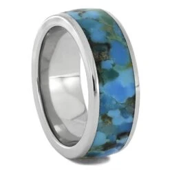Solid Turquoise Wedding Band In Platinum