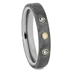 Meteorite Ring With Aquamarines And Opal