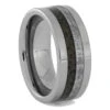 Tungsten Ring With Meteorite And Dinosaur Bone -Johan Jewelry Shop RS12017E
