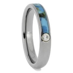 Turquoise Ring With Moissanite Stone