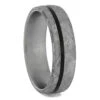 Meteorite Ring For Men With Blackwood Pinstripe 1 Meteorite Ring For Men With Blackwood Pinstripe -Johan Jewelry Shop RS12049E