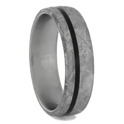 Meteorite Ring For Men With Blackwood Pinstripe