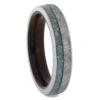 Turquoise And Meteorite Ring For Men With Ironwood Sleeve