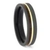 Double Wood Ring With Titanium And Gold Pinstripe