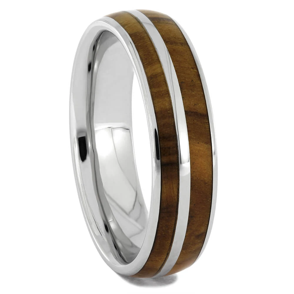 Platinum Wedding Band With Olive Wood Accents 3 Platinum Wedding Band With Olive Wood Accents