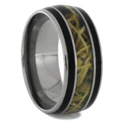 Camo Men's Wedding Band In Polished Titanium