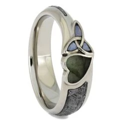 Labradorite Ring With Opal Trinity Knot & Meteorite