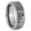 Beveled Tungsten Wedding Band With Meteorite -Johan Jewelry Shop RS9421 Ex1000