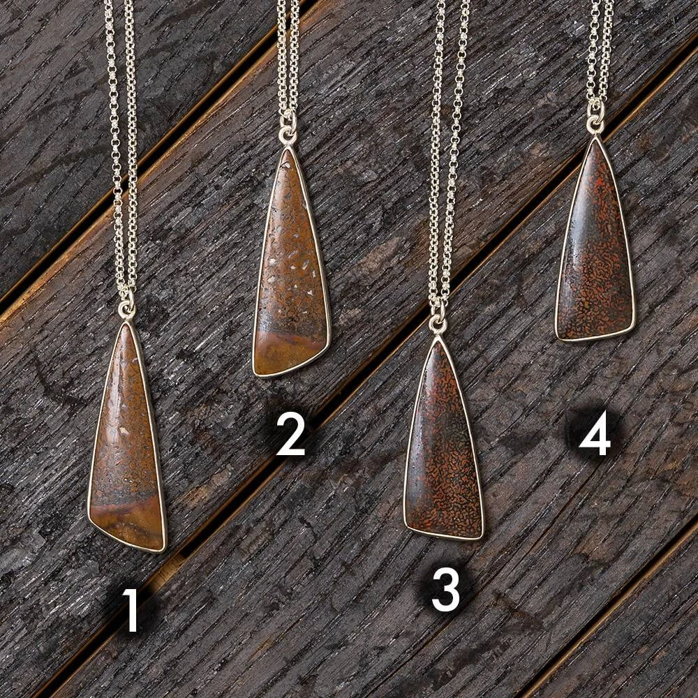 Triangle Shaped Fossilized Dinosaur Bone Pendant Necklace 4 Triangle Shaped Fossilized Dinosaur Bone Pendant Necklace - Image 2