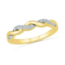 Diamond Wedding Band With Twisting Design -Johan Jewelry Shop RU200906 Y