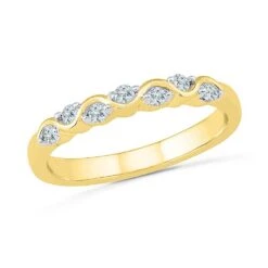 Wedding Band With Alternating Diamond Accents -Johan Jewelry Shop RU200907 Y
