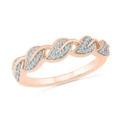 Stackable Wedding Band With Diamond Leaf Design