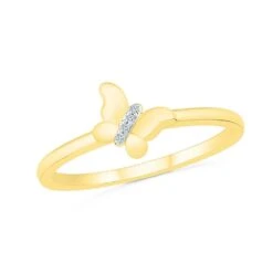 Ring With Diamond Butterfly Design -Johan Jewelry Shop RU203591 Y