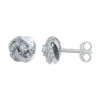Diamond Knot Stud Earrings, Sterling Silver Or Gold -Johan Jewelry Shop SHEF029948CTWE