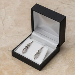 Black & White Diamond Dangle Earrings -Johan Jewelry Shop SHEF072935Art 1