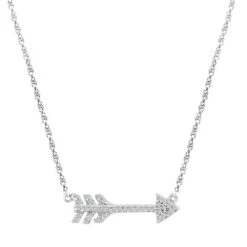 Arrow Pendant Necklace With Diamond Accents -Johan Jewelry Shop SHNQ200677WG 1