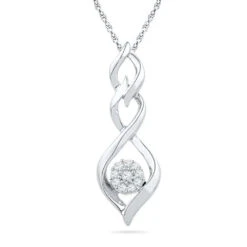 Diamond Cluster Necklace With Twist Design