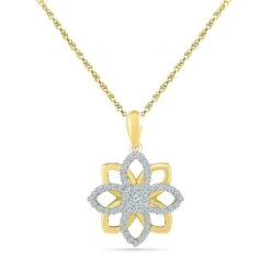 Flower Pendant Necklace With Diamond Accents 9 Flower Pendant Necklace With Diamond Accents -Johan Jewelry Shop SHPF201182YG 1