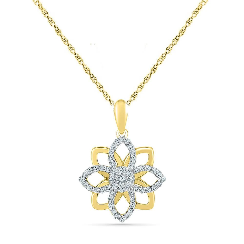 Flower Pendant Necklace With Diamond Accents 5 Flower Pendant Necklace With Diamond Accents - Image 3