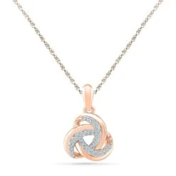 Diamond Pendant Necklace With Interlocking Twist Design