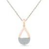 Diamond Cluster Pendant Necklace With Teardrop Shape -Johan Jewelry Shop SHPF204224RG 1