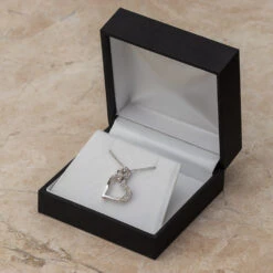 Unique Diamond Double Heart Necklace -Johan Jewelry Shop SHPH072333AAWArt 3