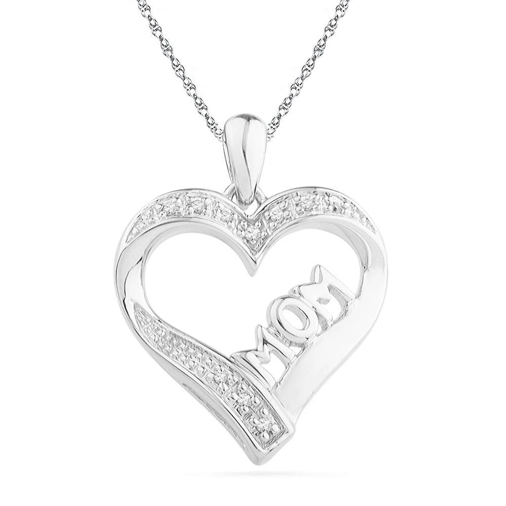 Heart Mom Necklace Accented With Diamonds 4 Heart Mom Necklace Accented With Diamonds - Image 2