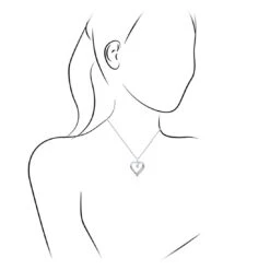 Large Diamond Heart Pendant Necklace -Johan Jewelry Shop SHPH073600AAW