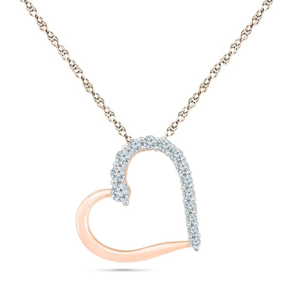 Diamond Accented Tilted Heart Necklace 3 Diamond Accented Tilted Heart Necklace