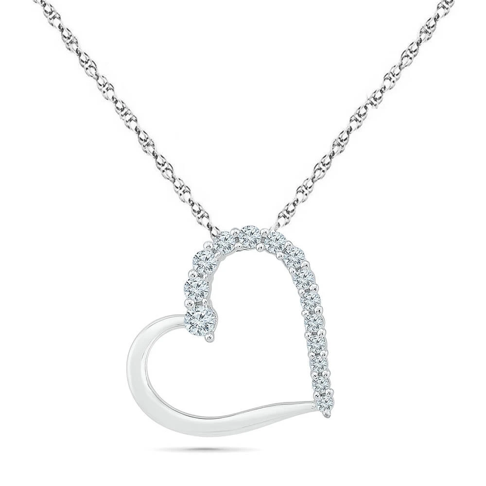 Diamond Accented Tilted Heart Necklace 4 Diamond Accented Tilted Heart Necklace - Image 2