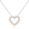 Concentric Heart Pendant Necklace With Diamonds