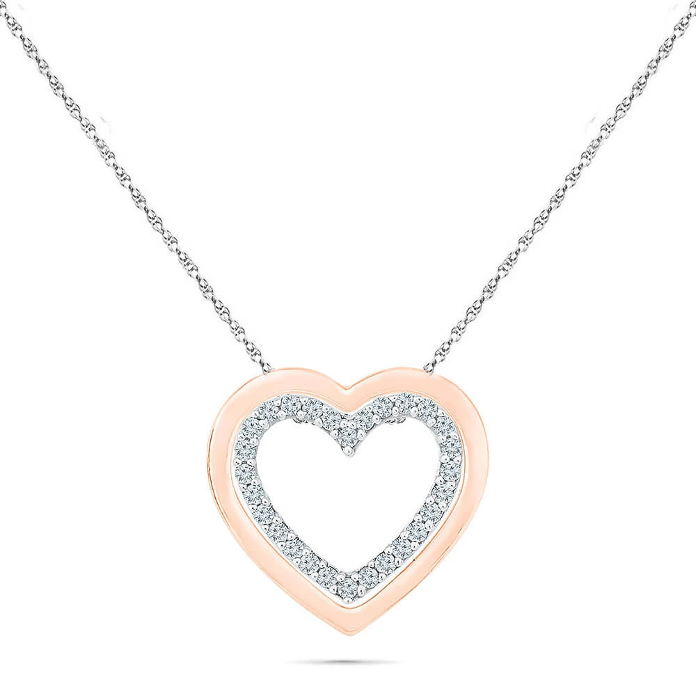 Concentric Heart Pendant Necklace With Diamonds 3 Concentric Heart Pendant Necklace With Diamonds