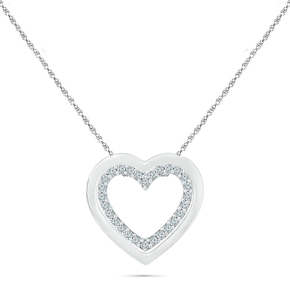 Concentric Heart Pendant Necklace With Diamonds 4 Concentric Heart Pendant Necklace With Diamonds - Image 2