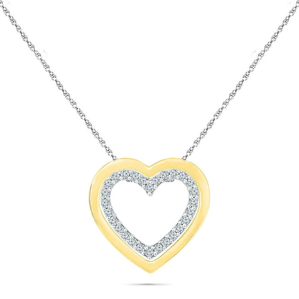 Concentric Heart Pendant Necklace With Diamonds 5 Concentric Heart Pendant Necklace With Diamonds - Image 3