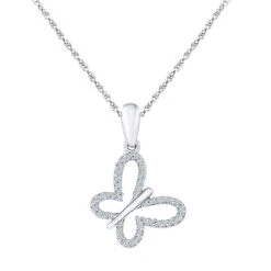Diamond Accented Butterfly Pendant Necklace -Johan Jewelry Shop SHPL201780WG de2a83de b4dd 4059 95e2 23fd83faed4b