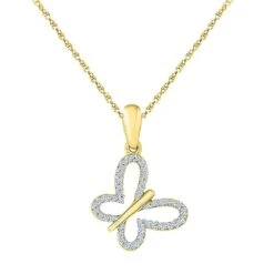 Diamond Accented Butterfly Pendant Necklace -Johan Jewelry Shop SHPL201780YG 6eff4fdf 2b01 49ed 9957 6bc8faad6f78