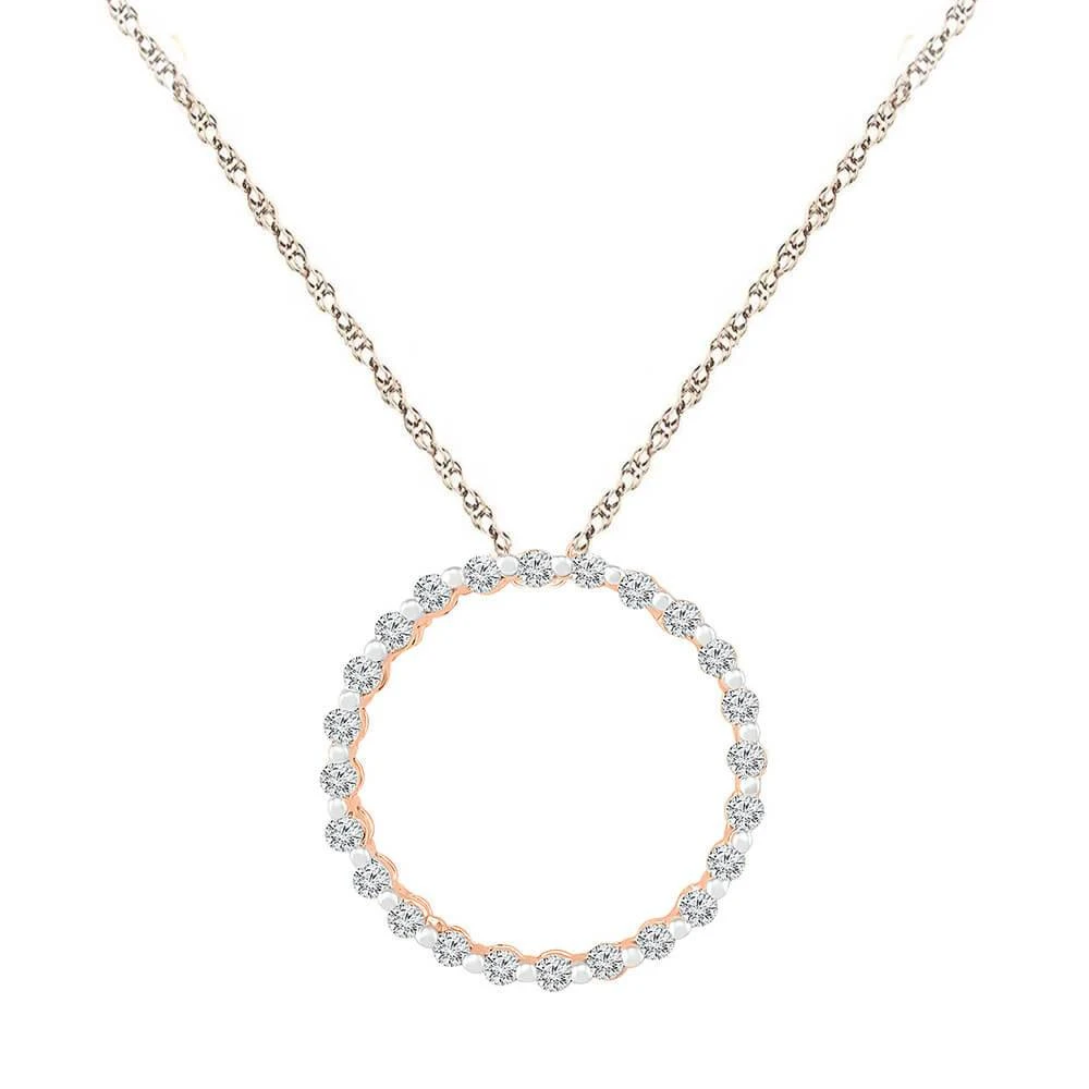 Diamond Circle Pendant Necklace 3 Diamond Circle Pendant Necklace