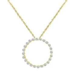 Diamond Circle Pendant Necklace 9 Diamond Circle Pendant Necklace -Johan Jewelry Shop SHPQ200214YG 1