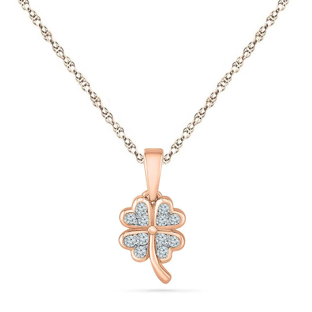 Diamond Accented Four Leaf Clover Pendant Necklace 6 Diamond Accented Four Leaf Clover Pendant Necklace - Image 4