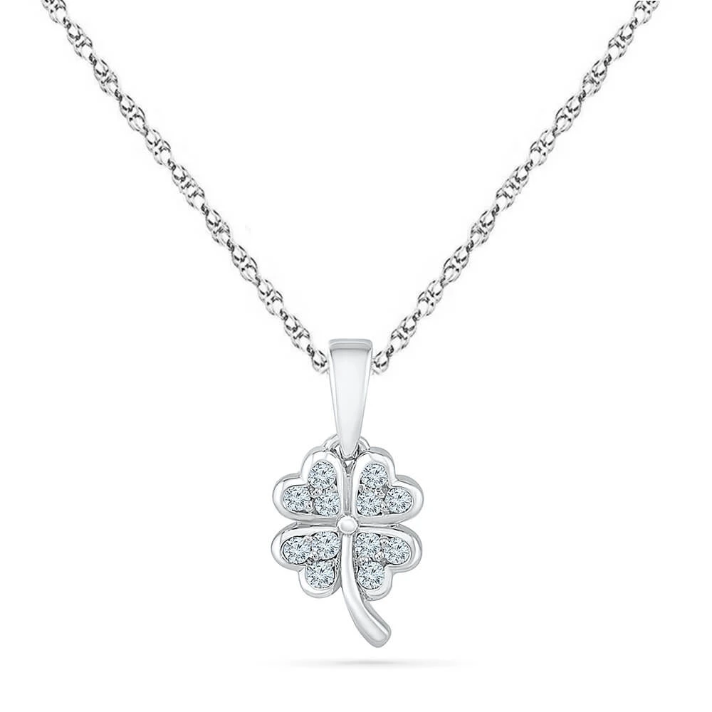 Diamond Accented Four Leaf Clover Pendant Necklace 4 Diamond Accented Four Leaf Clover Pendant Necklace - Image 2
