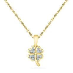 Diamond Accented Four Leaf Clover Pendant Necklace 10 Diamond Accented Four Leaf Clover Pendant Necklace -Johan Jewelry Shop SHPQ202046YG 1