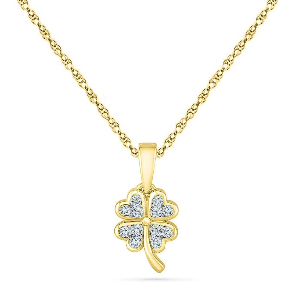 Diamond Accented Four Leaf Clover Pendant Necklace 5 Diamond Accented Four Leaf Clover Pendant Necklace - Image 3
