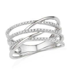 Diamond Criss Cross Ring, Rose Gold Or Silver