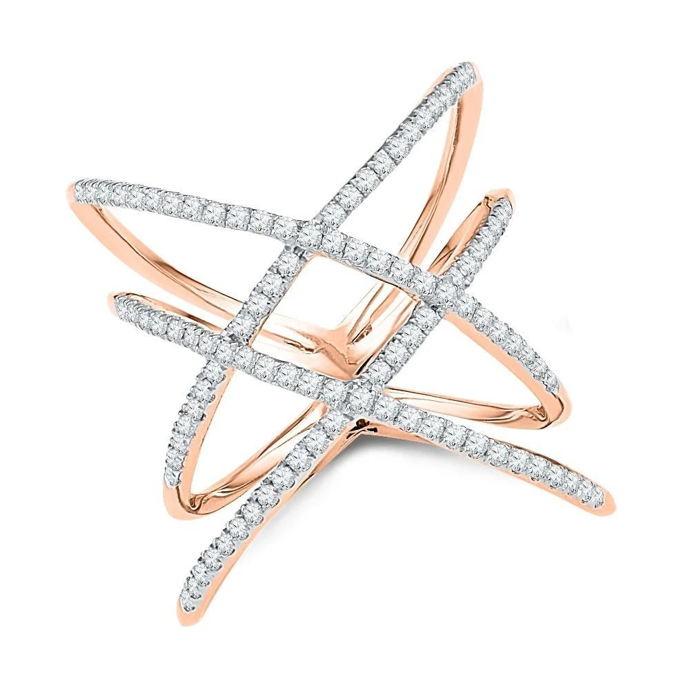 Diamond Double X Statement Ring, Pink Gold Or Silver 5 Diamond Double X Statement Ring, Pink Gold Or Silver - Image 3