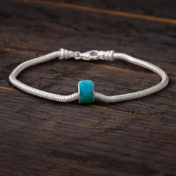 Genuine, Kingman Turquoise Charm Bead Bracelet