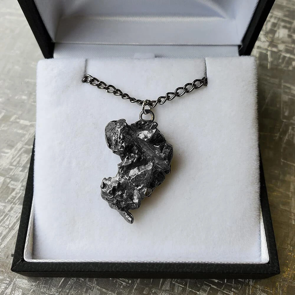 Meteorite Nugget Necklace With Black 30" Chain 8 Meteorite Nugget Necklace With Black 30" Chain - Image 6