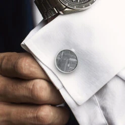 Gibeon Meteorite Round Cuff Links 14 Gibeon Meteorite Round Cuff Links -Johan Jewelry Shop SIG3042 Cuff Link On Suit